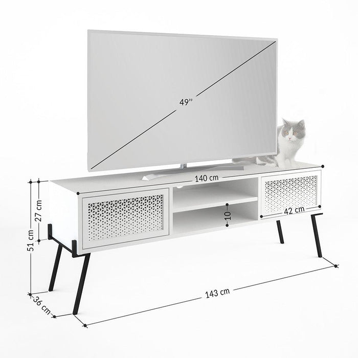 Meuble TV à design nordique NAIVE 143cm - Chêne et métal