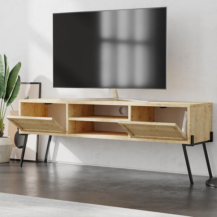 Meuble TV à design nordique NAIVE 143cm - Chêne et métal