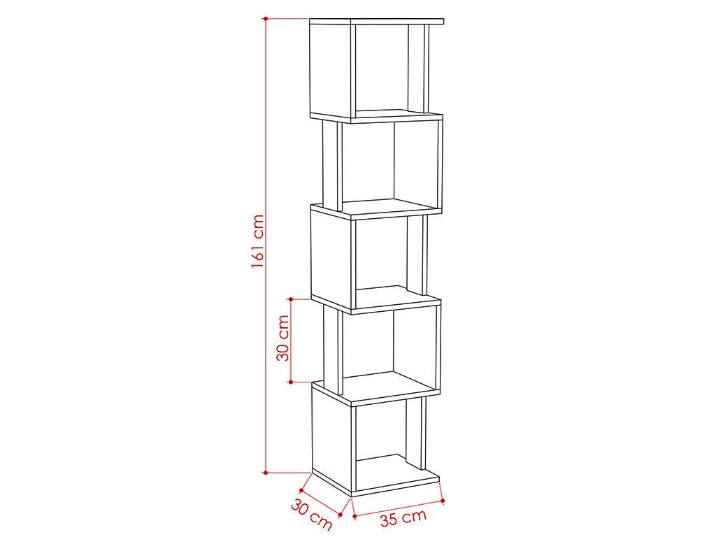 Étagères-Bibliothèque de rangement PIRI 161 cm - Ancient White et Grey