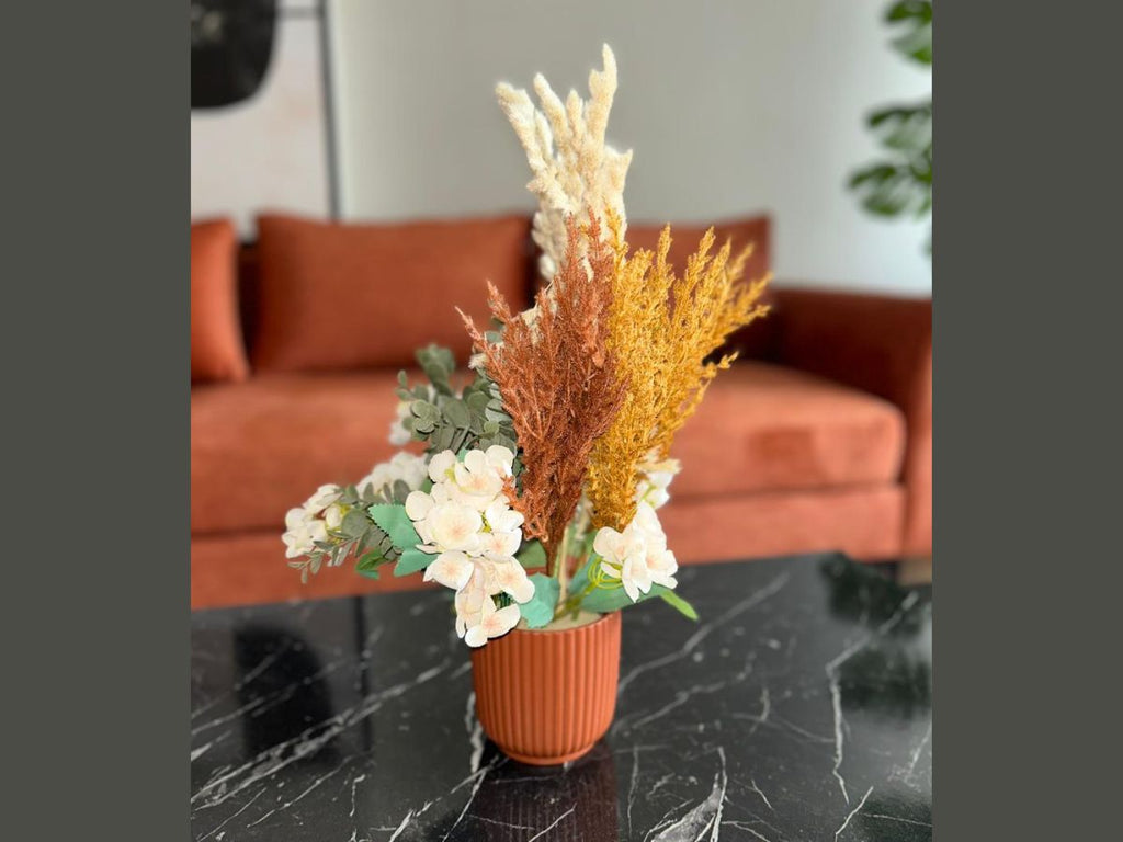 Plante artificielle Composition Florale - Éclat Terracotta