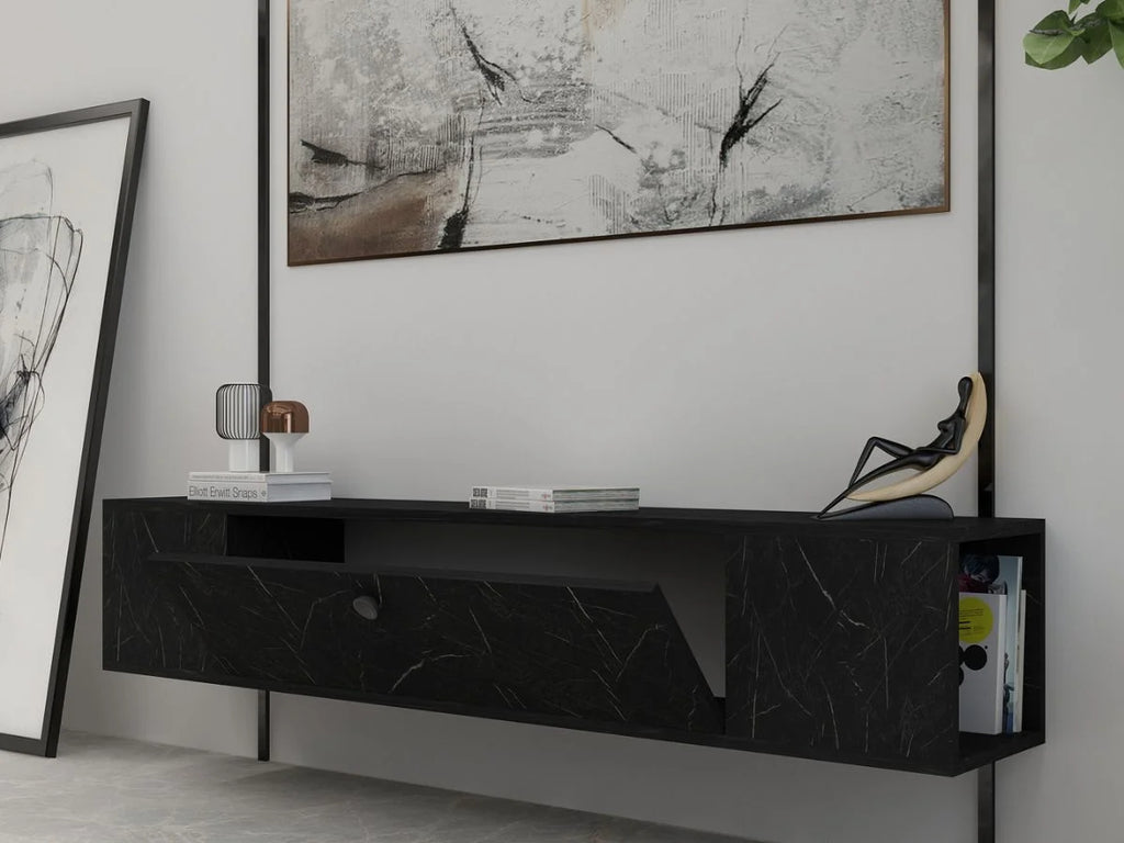 Meuble TV OLGAZ Marbre Noir