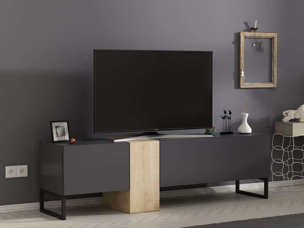 Meuble TV FELIZ Chêne Saphir Anthracite