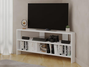 Stand TV d'angle THALES 110cm - Blanc - Meubles de décoration chez GÜZELHOME Maroc