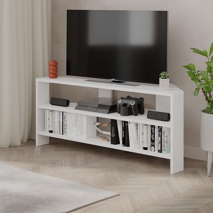 Stand TV d'angle THALES 110cm - Blanc