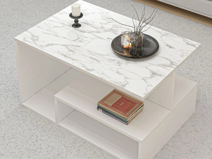 Table Basse VERA - effet marbre blanc