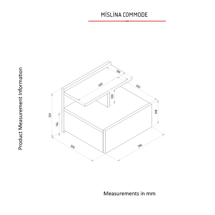 Table de chevet suspendue MISILINA