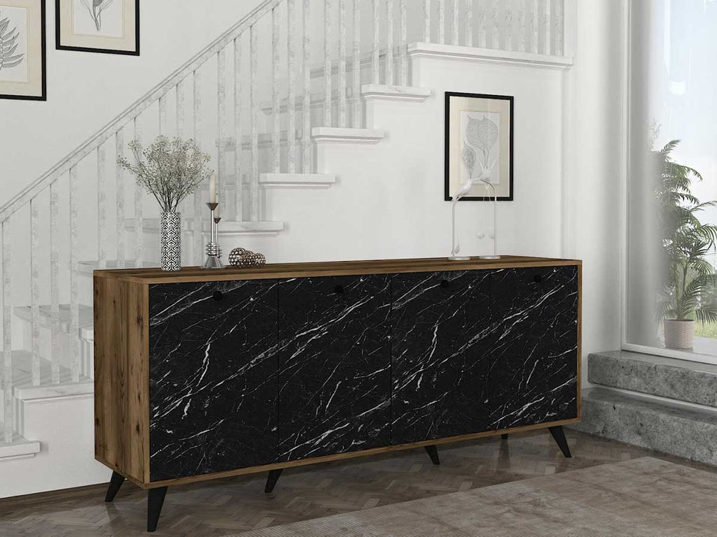 Buffet, Console OCTAVE - Effet Marbre et Noyer