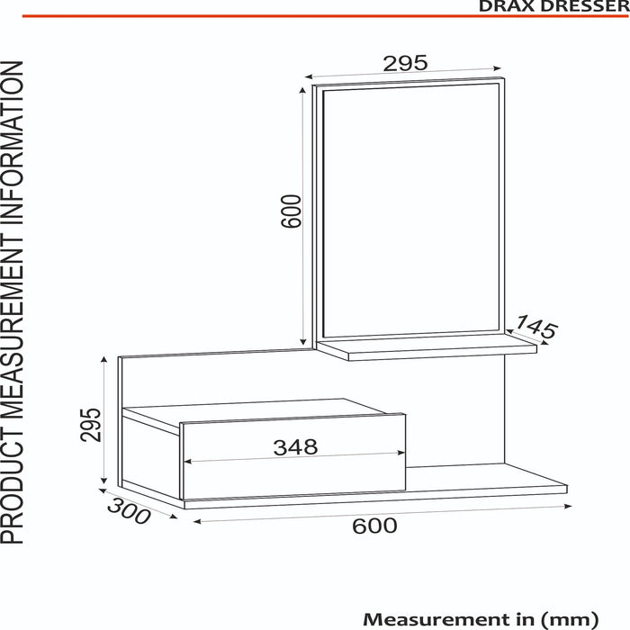 Coiffeuse suspendue avec miroir DRAX blanc