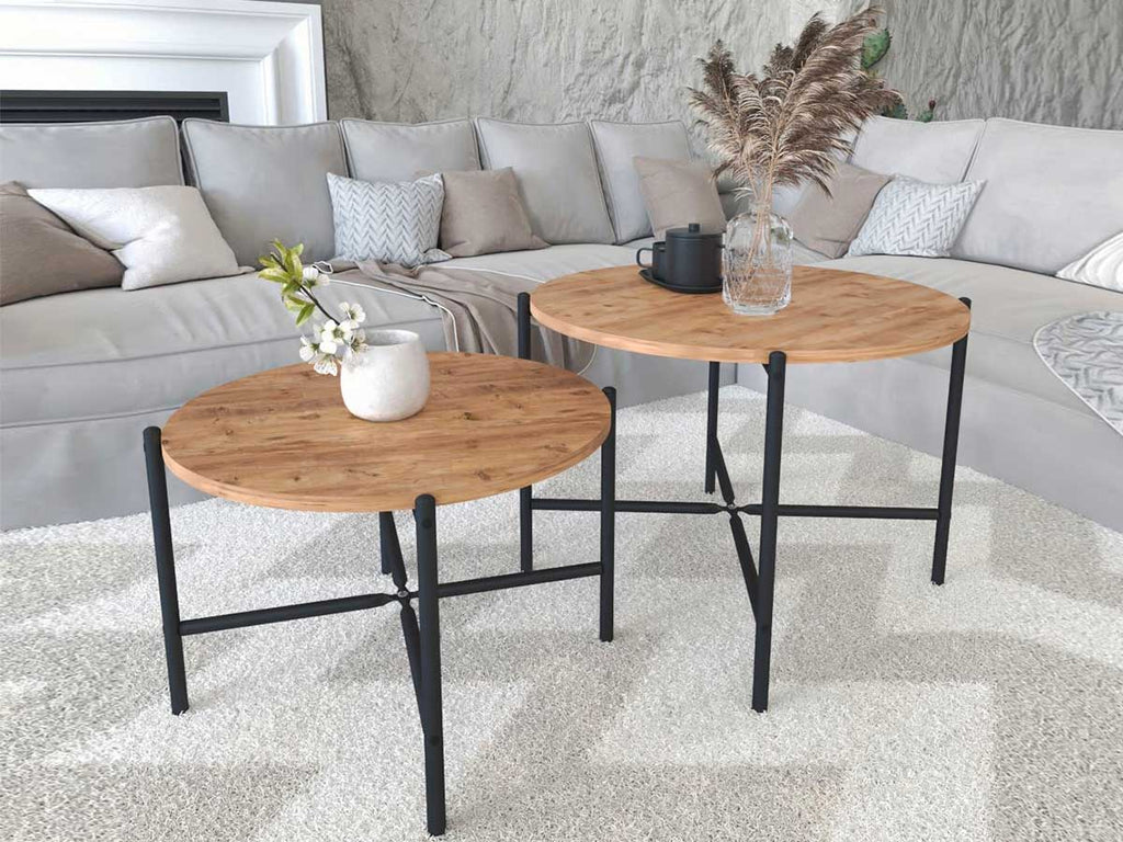 Ensemble de 2 Tables Basses ROUND