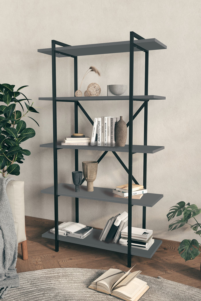 Étagère Bibliothèque - Gris Anthracite