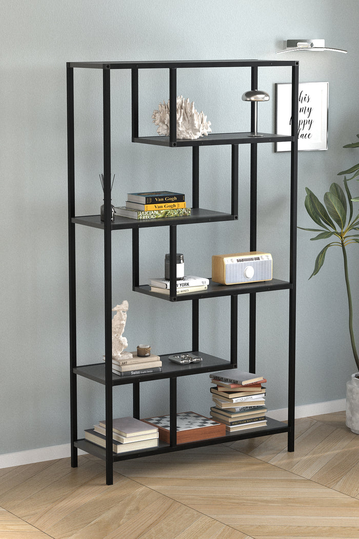 Bibliothèque-Étagères de rangement LARISSA - GRIS ANTHRACITE