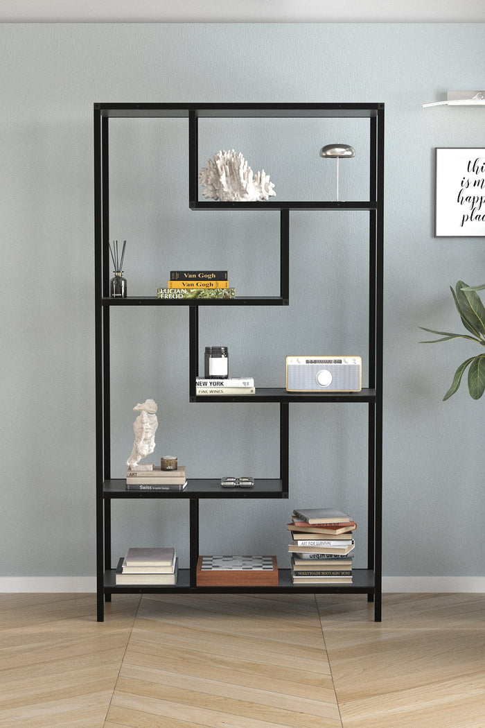 Bibliothèque-Étagères de rangement LARISSA - GRIS ANTHRACITE