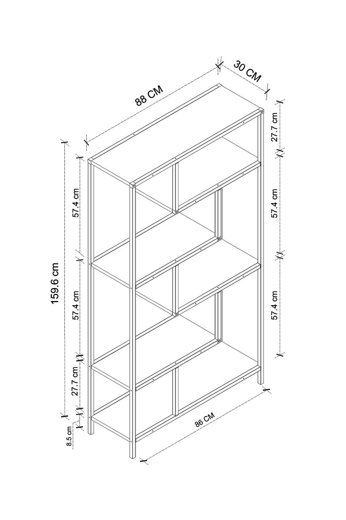 Bibliothèque-Étagères de rangement LARISSA - GRIS ANTHRACITE