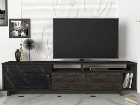 Meuble TV ARTEM 180 cm - Noir Anthracite et Effet Marbre
