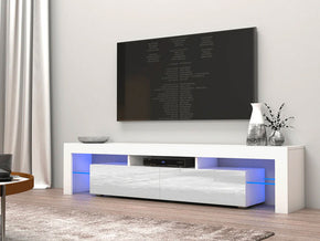 Meuble TV avec éclairage LED OLITS 200cm Blanc