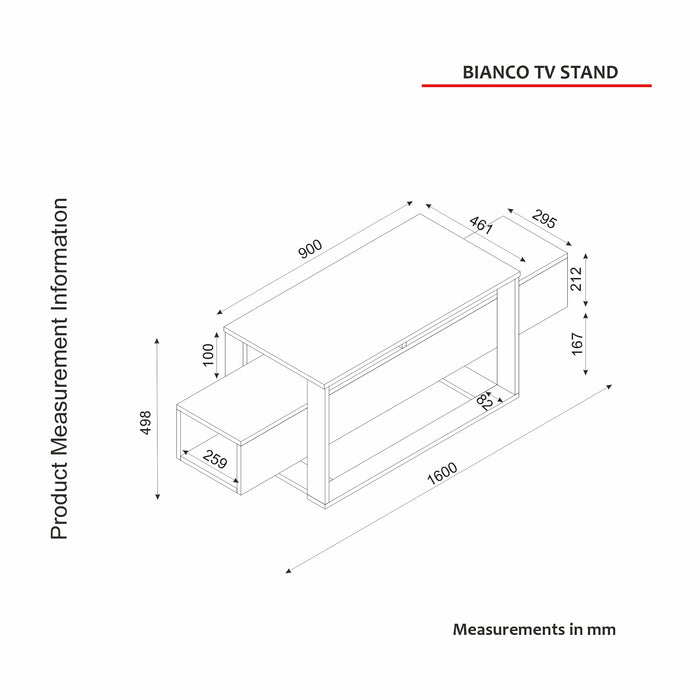 Meuble TV BIANCO - Effet Marbre et Beige clair