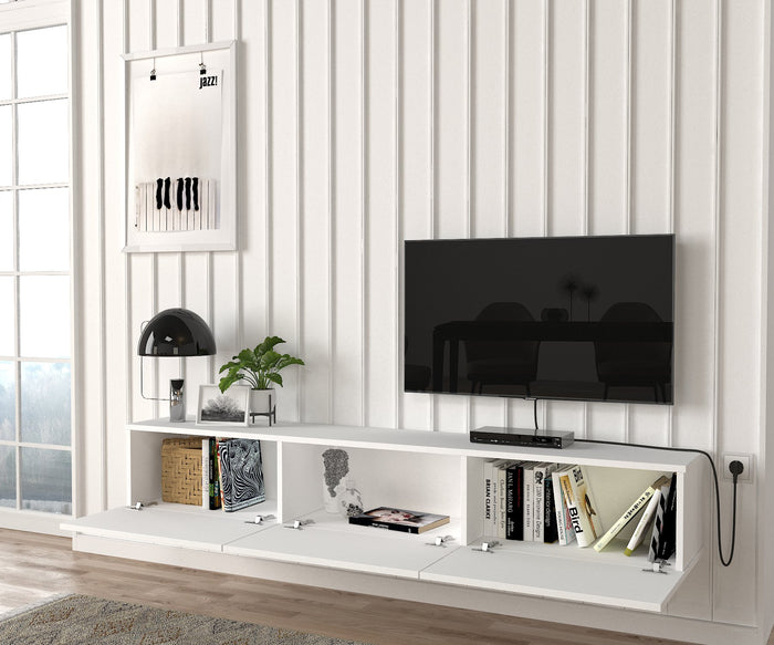 Meuble TV Suspendu DAMLA - Blanc