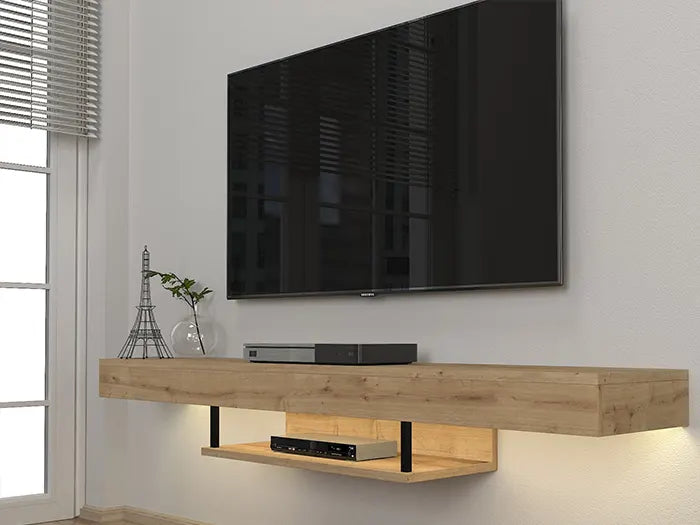Meuble TV Suspendu ALBERES 150 cm - Chêne