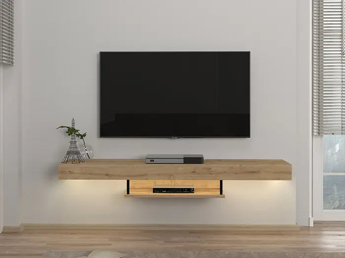 Meuble TV Suspendu ALBERES 150 cm - Chêne