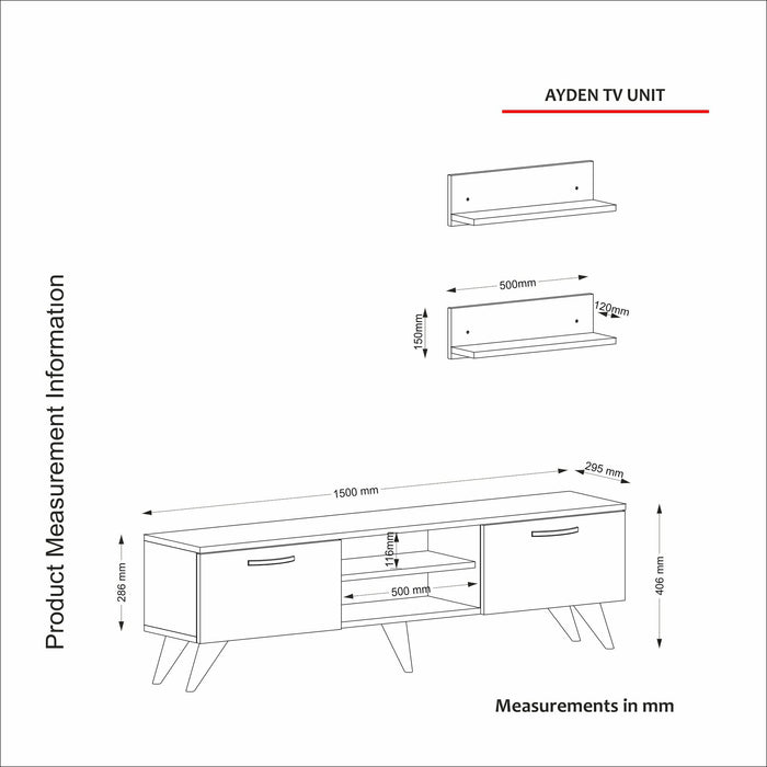 Meuble TV AYDEN 150cm - Noyer et Blanc