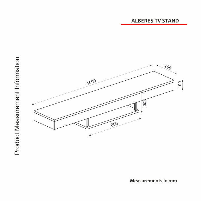 Meuble TV Suspendu ALBERES 150 cm - Chêne