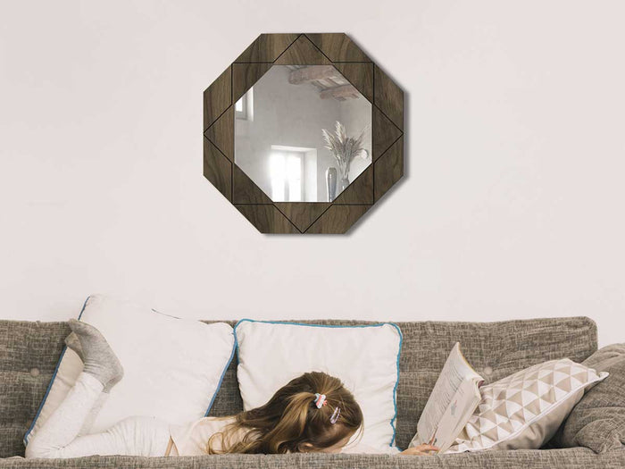 Miroir PABLO avec cadre hexagonal en bois