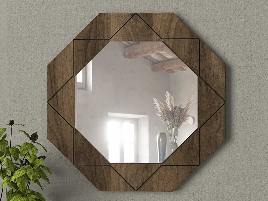 Miroir PABLO avec cadre hexagonal en bois