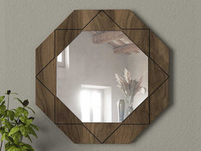miroir de décoration cadre en bois forme hexagonal casablanca maroc
