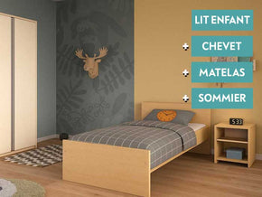Pack Lit enfant + table de chevet + sommier + Matelas