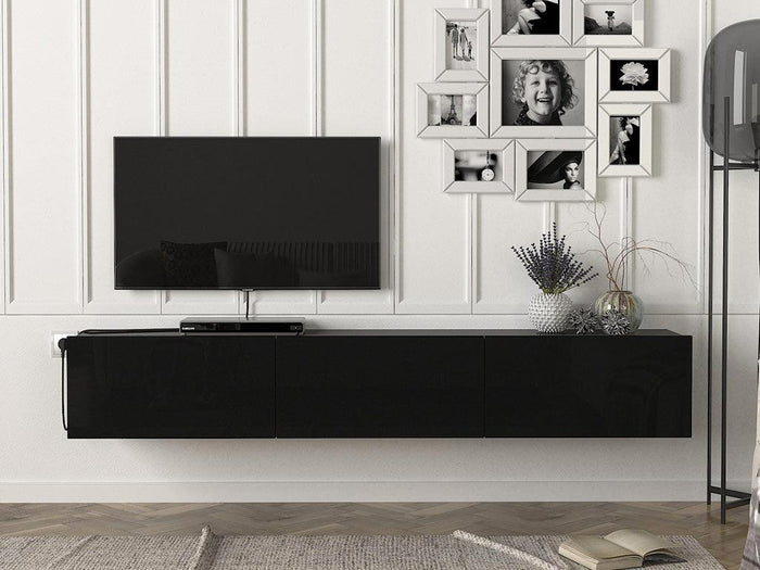 Table TV Suspendu ALMAD 180cm - Noir laqué