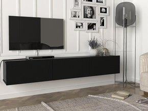 Table TV Suspendu ALMAD 180cm - Noir laqué - Meubles de décoration chez GÜZELHOME Maroc