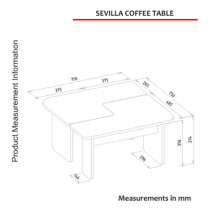 Table basse Sevilla - Effet marbre et Blanc