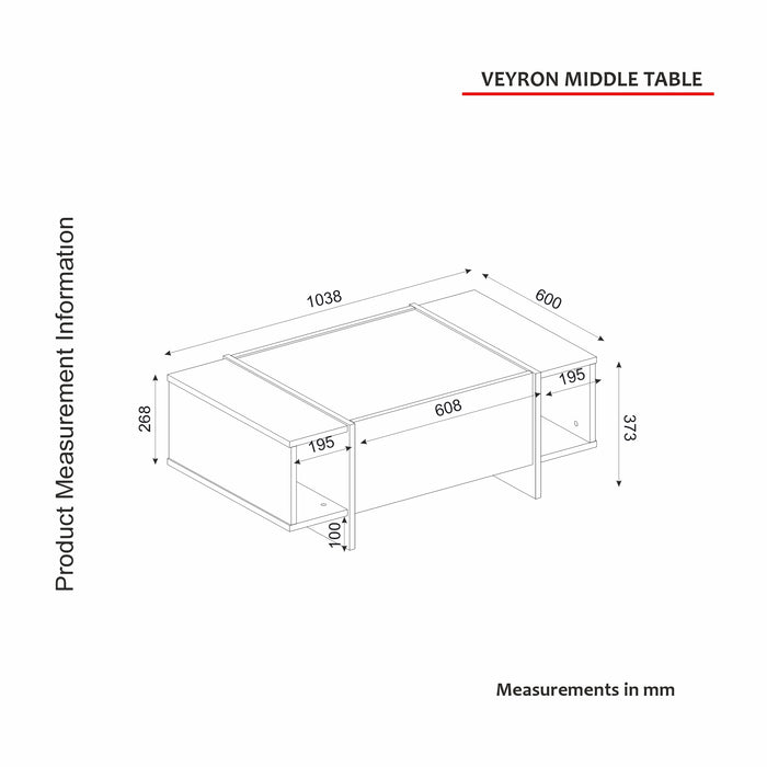 Table basse Veyron - Effet marbre et Blanc