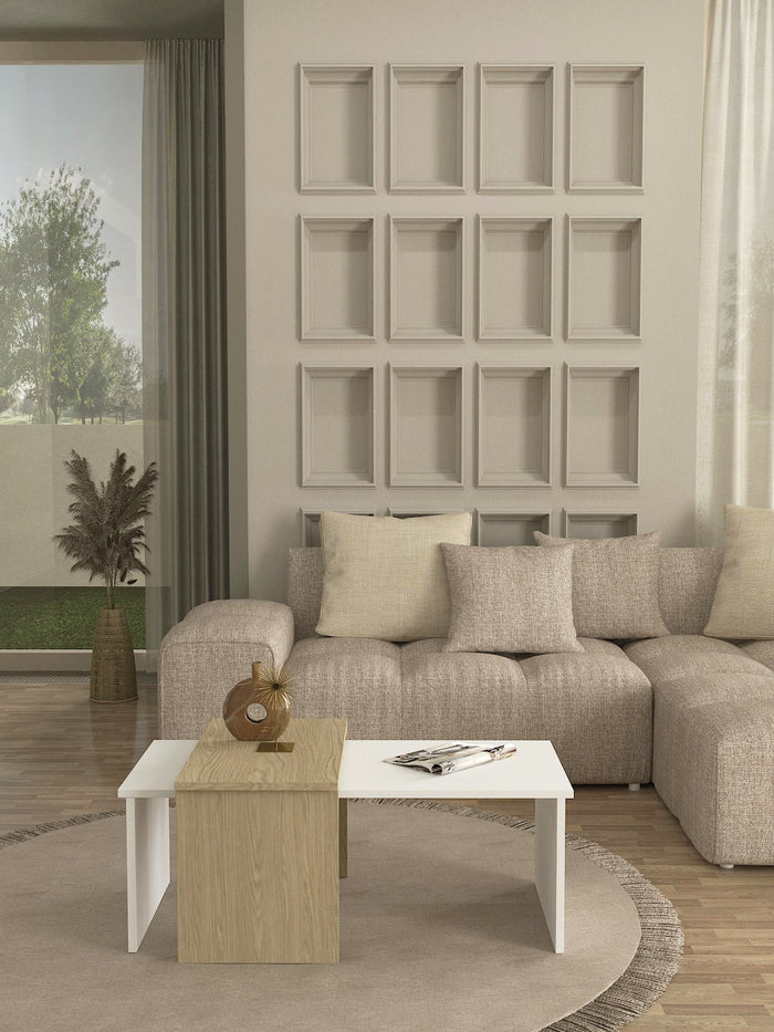 Table basse Cosmos - Chêne et Blanc