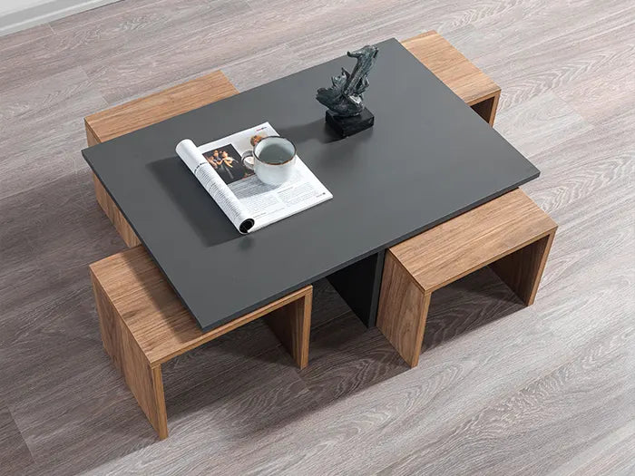 Table basse Chest Coffee - Noyer et Noir