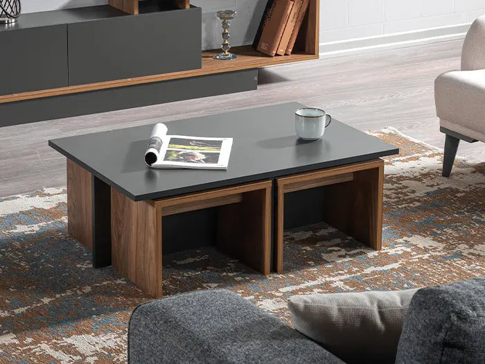 Table basse Chest Coffee - Noyer et Noir
