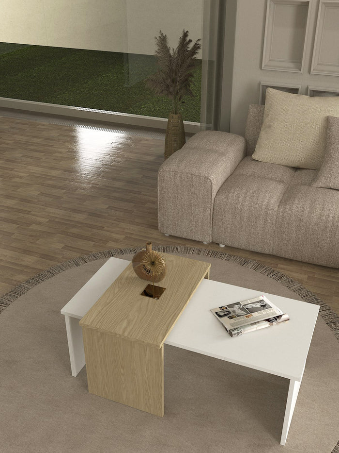 Table basse Cosmos - Chêne et Blanc