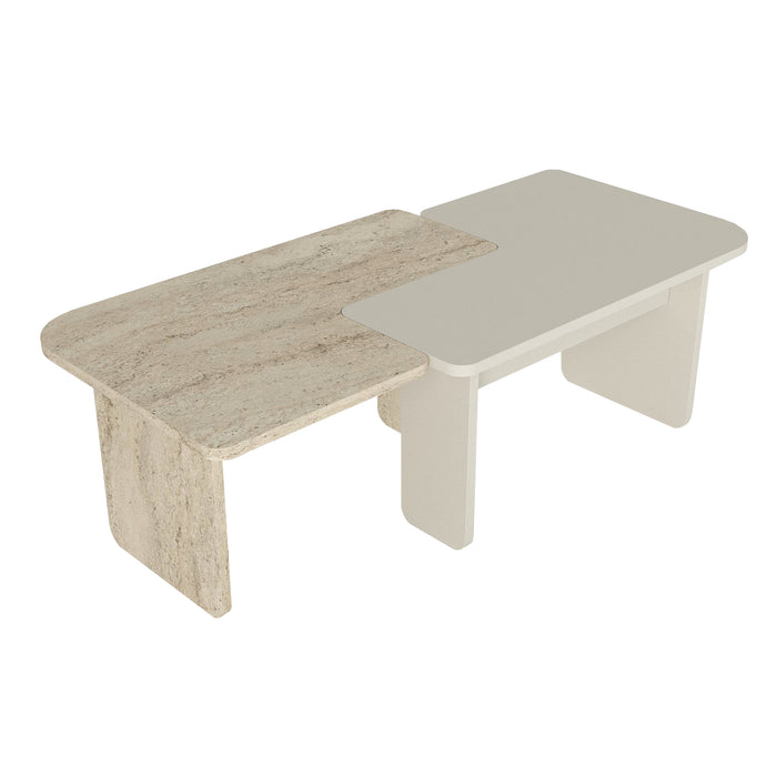 Table basse Sevilla - Effet marbre et Blanc