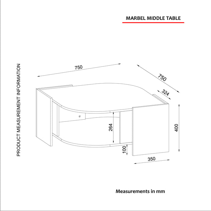 Table Basse MARBEL - Noyer, Effet Marbre et Blanc
