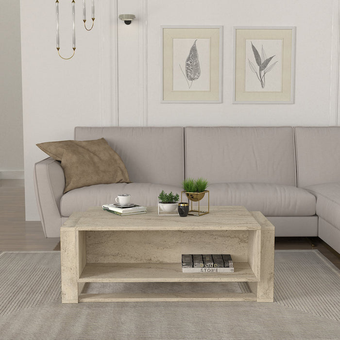Table Basse Bianco - Effet marbre et beige claire