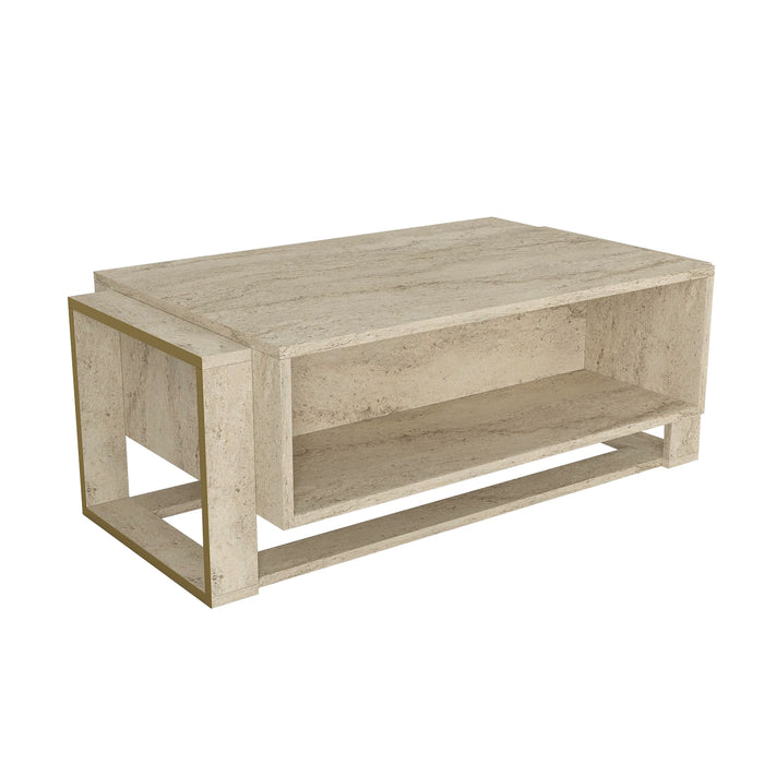 Table Basse Bianco - Effet marbre et beige claire