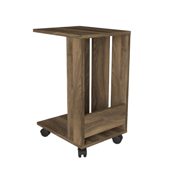Table d'appoint à roulettes SAH - Effet noyer - Ameublement d'intérieur