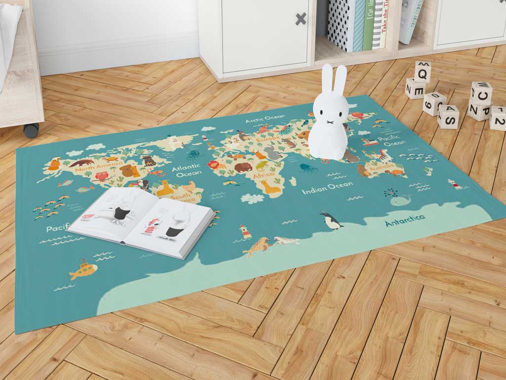 Tapis CARTE DU MONDE pour chambre enfant