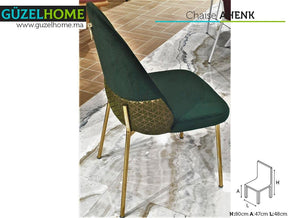 Chaise Moderne AHENK - 80 cm - Vert foncé et doré - Meubles de décoration chez GÜZELHOME Maroc