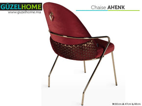 Chaise Moderne AHENK - 80cm - Rouge royal et doré - Meubles de décoration chez GÜZELHOME Maroc