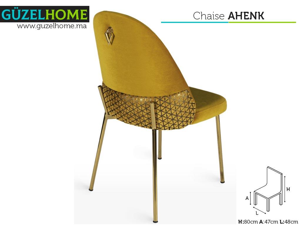 Chaise moderne AHENK - Jaune et Doré - Salle à manger