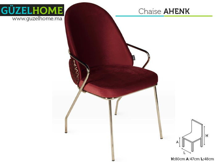 Chaise Moderne AHENK - 80cm - Rouge royal et doré