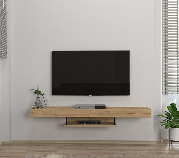 Meuble TV Suspendu ALBERES 150 cm - Chêne - Ameublement d'intérieur