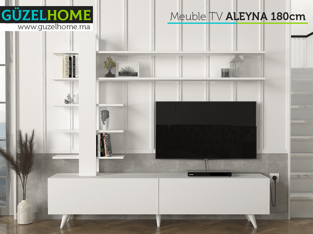 Meuble TV avec rangement ALEYNA 180cm