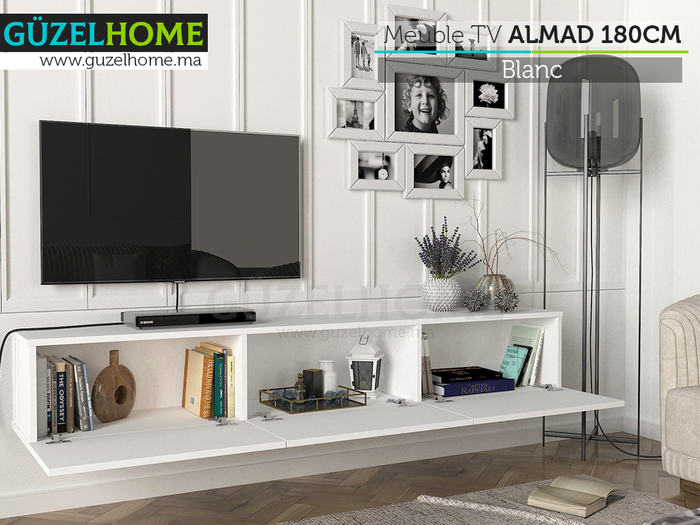 Stand TV Suspendu ALMAD 180cm - Blanc